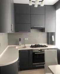 Kitchen in gray tones design in Khrushchev