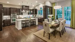 Kitchen interior with large dining room