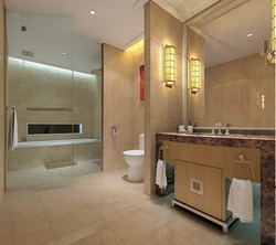 Bathroom with toilet partition photo design