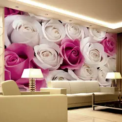Living room interior rose on the wall