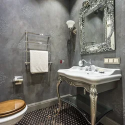 Сәндік сылақ және плиткалар фотосуреті бар ванна бөлмесінің дизайны