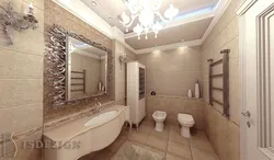 Bathroom design with decorative plaster and tiles photo