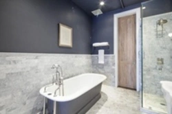Bathroom design with plaster photo with decorative and tiles
