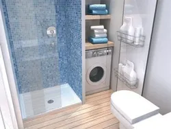 Bathroom design and photo with shower and washing machine
