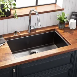 Kitchen design with black sink photo