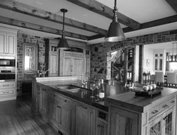 Kitchen interior with wood elements