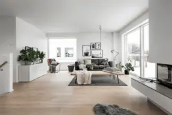 White Living Room With Wood In The Interior