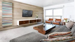White Living Room With Wood In The Interior