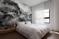 Photo wallpaper in the bedroom interior