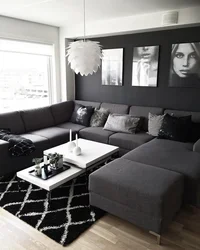 Living room design with black flowers