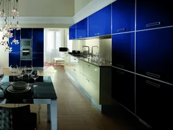 Черные с синим кухня фото