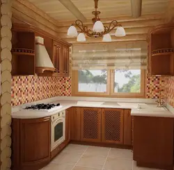 Маленькая кухня в деревянном доме фото