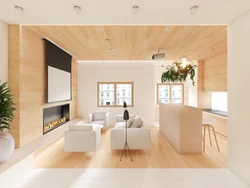 Living room design white with wood