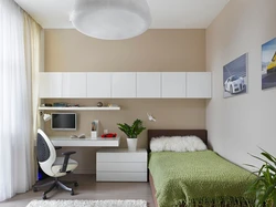 Дизайн маленькой спальни с рабочим местом