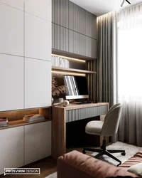 Small bedroom design with workspace