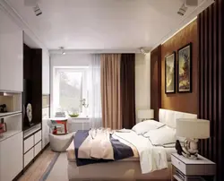 Дызайн прастакутнага пакоя спальні з балконам