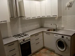 Washing machine in the kitchen 9 sq m photo