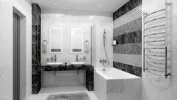 Дизайн ванны из белого керамогранита