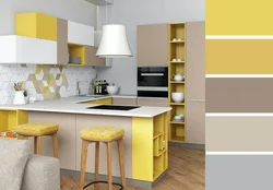 Yellow wall color in the kitchen interior