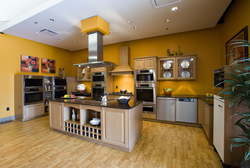 Yellow wall color in the kitchen interior