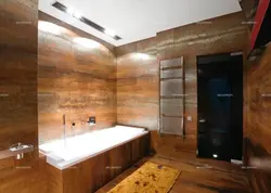 Дизайн ванны дерево и гранит