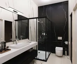 Black shower in the bathroom interior