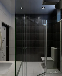 Black shower in the bathroom interior