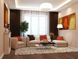Cozy living room in warm colors photo