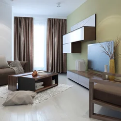 Light Apartment Design With Dark Furniture