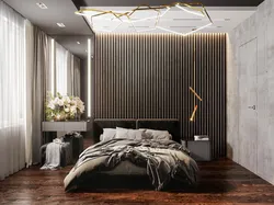 Decorative slats in the bedroom photo