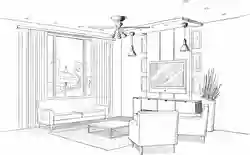 Hand drawn living room interior