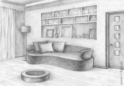 Hand drawn living room interior