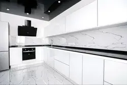 White Kitchen Design With Black Handles