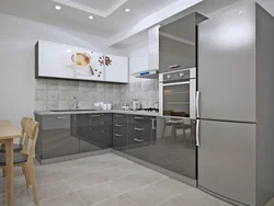 Gray corner kitchen photo