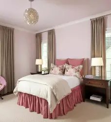 Dusty rose in bedroom interior wallpaper