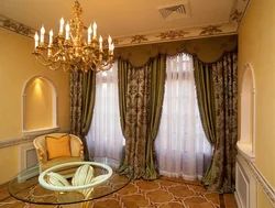 Дизайн шторы в гостиную в классическом стиле фото