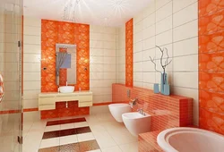 Дизайн ванны в персиковом цвете