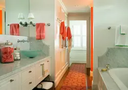 Дызайн ванны ў персікавым колеры