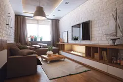 Современный интерьер зала в реальной квартире