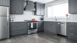 Kitchen Interior With Dark Gray Floor
