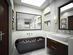 Small bathtub in the bathroom interior photo