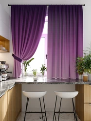 Curtains for the kitchen in a modern style two-tone long photo