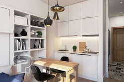 Interior kitchen studio 20 sq m design photo