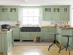 Оливковый и серый в интерьере кухни