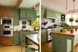 Olive and gray in the kitchen interior