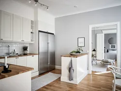 Design white kitchen gray walls