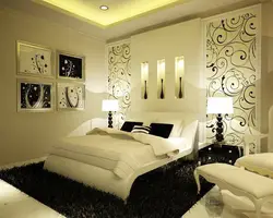 Фото спален в современном стиле для дома с обоями