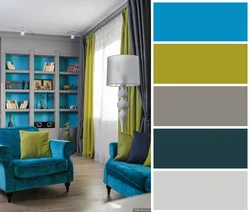 What Colors Goes With Blue In The Living Room Interior Photo