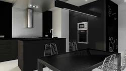 Kitchen interior wallpaper in black