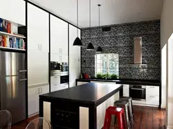 Kitchen Interior Wallpaper In Black